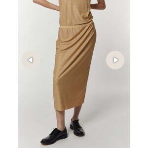 NWT SAINT ART Womens L Maile Midi Skirt Nude Stones/Rhinestones